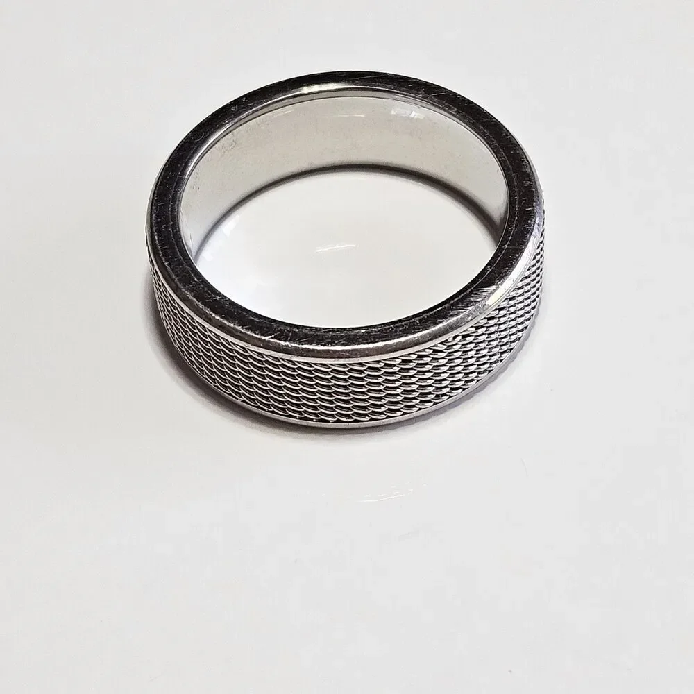 *Sale* Mesh Textured Comfort Fit Stainless Steel Wedding Band Ring Size 11 - Picture 10 of 13